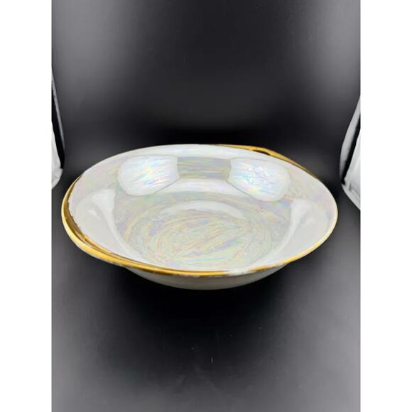 Schlackenwerth Lusterware Handled Serving Bowl - Picture 3 of 6